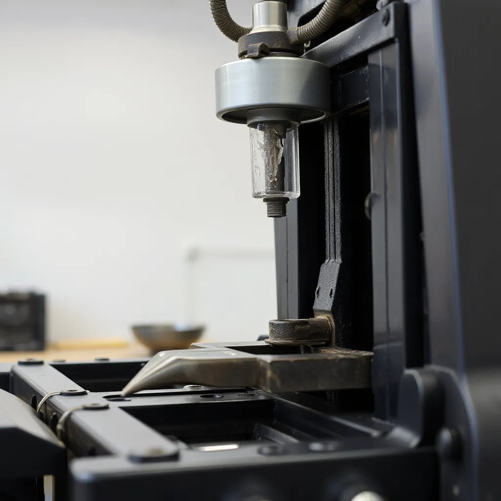 Heidelberg ink fountain divider installed on a printing press with visible ink channels and clean metal components