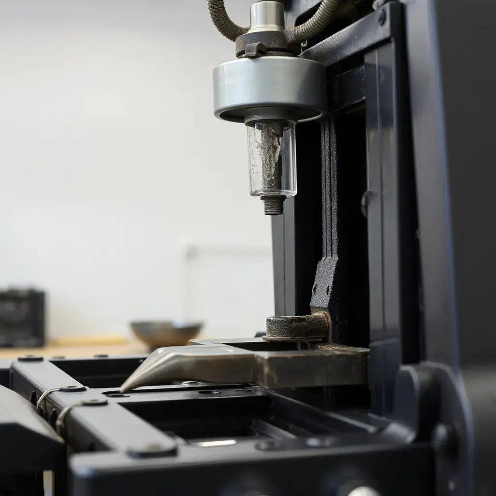 Heidelberg ink fountain divider installed on a printing press with visible ink channels and clean metal components