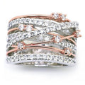 Women's Rhinestone Zircon Creative Cross Color Separation Ring MegaBDM