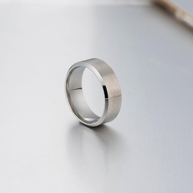 Men's Double Bevel Matte Stainless Steel Fashion Personality Ring - 8mm Steel Color / No. 6 MegaBDM