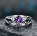 Classy Women's Fashion Zircon Two-piece Emerald Rings - Purple / No. 5 MegaBDM