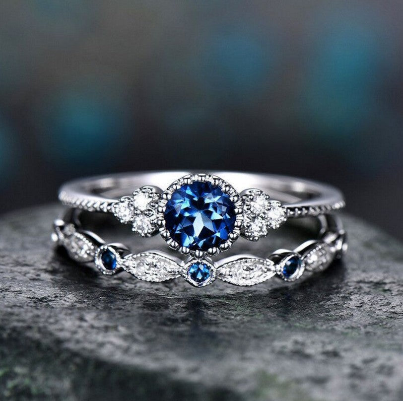 Classy Women's Fashion Zircon Two-piece Emerald Rings - Blue / No. 5 MegaBDM