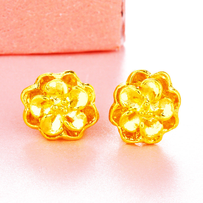 Women's Gold Plated Vietnam Placer Vintage Flower For Stud Earrings - Style 2 MegaBDM