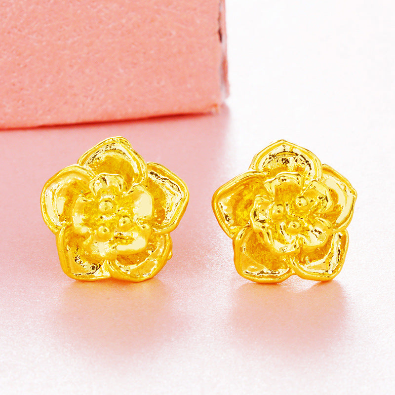 Women's Gold Plated Vietnam Placer Vintage Flower For Stud Earrings - Style 3 MegaBDM