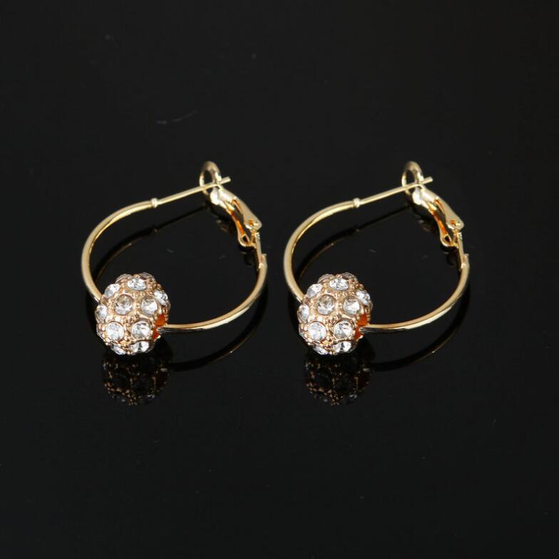 Colorful Crystals Lucky Ball Bead Ear Earrings - White diamond MegaBDM