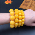 Men's Yellow Chicken Grease Female Buddha Beads Golden Round Bracelet MegaBDM