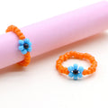 Handmade Ya Woven Little Flower Fresh Ring - V002 Orange Blue Black MegaBDM