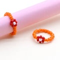 Handmade Ya Woven Little Flower Fresh Ring - V002 Orange and White MegaBDM
