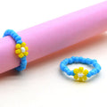 Handmade Ya Woven Little Flower Fresh Ring - V002 Blue Yellow White MegaBDM