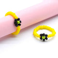 Handmade Ya Woven Little Flower Fresh Ring - V002 Yellow Black Light Green MegaBDM