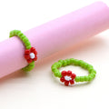 Handmade Ya Woven Little Flower Fresh Ring - V002 Light Green Red White MegaBDM