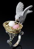Bird Feeding Nest Creative Style Modeling Ring MegaBDM