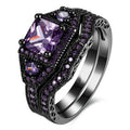 Black Zircon Gold Plated Fashion Engagement Ring - Cr6239 Purple / No. 8 MegaBDM