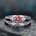 Classy Women's Fashion Zircon Two-piece Emerald Rings - Red / No. 5 MegaBDM