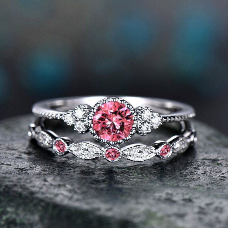 Classy Women's Fashion Zircon Two-piece Emerald Rings - Red / No. 5 MegaBDM