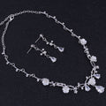 Korean Zircon Flower Alloy Inlaid Bride Rings - White Zirconium Necklace with Silver Background Auricular Needle MegaBDM