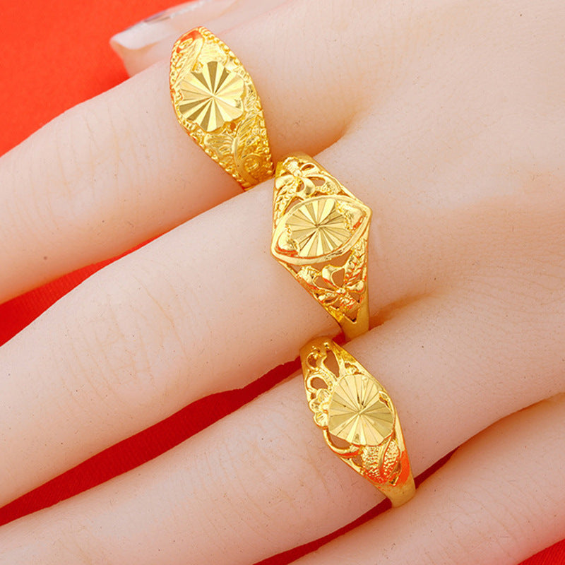 Women's Gold Vietnam Placer Pure Yellow Open Ring MegaBDM