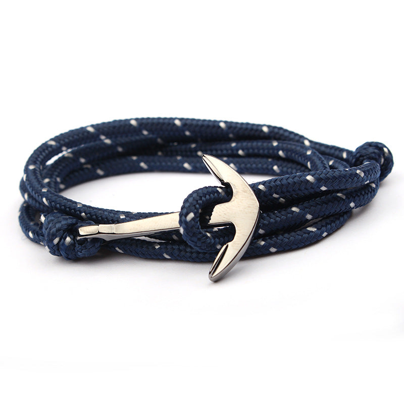 Navy Blue Color Nylon Rope Anchor Chain Couple Handmade Bracelet - QB-15 MegaBDM