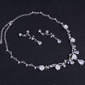Korean Zircon Flower Alloy Inlaid Bride Rings - Silver Bottom White Zirconium Necklace Ear Clip MegaBDM