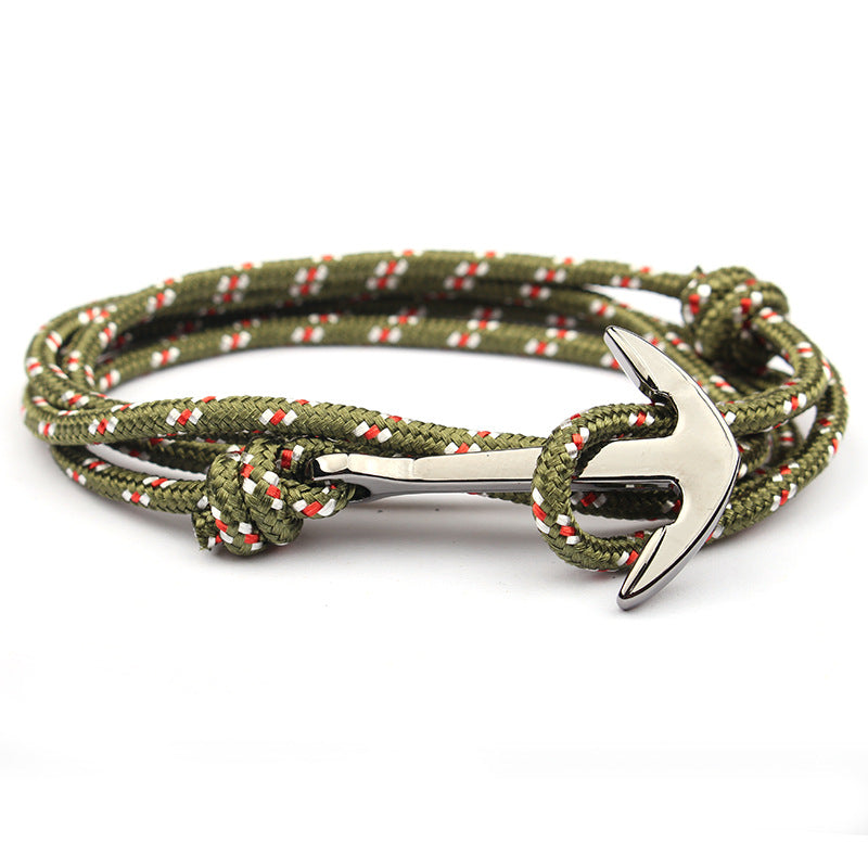 Navy Blue Color Nylon Rope Anchor Chain Couple Handmade Bracelet MegaBDM