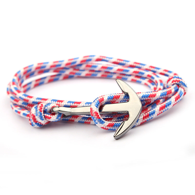 Navy Blue Color Nylon Rope Anchor Chain Couple Handmade Bracelet - QB-11 MegaBDM