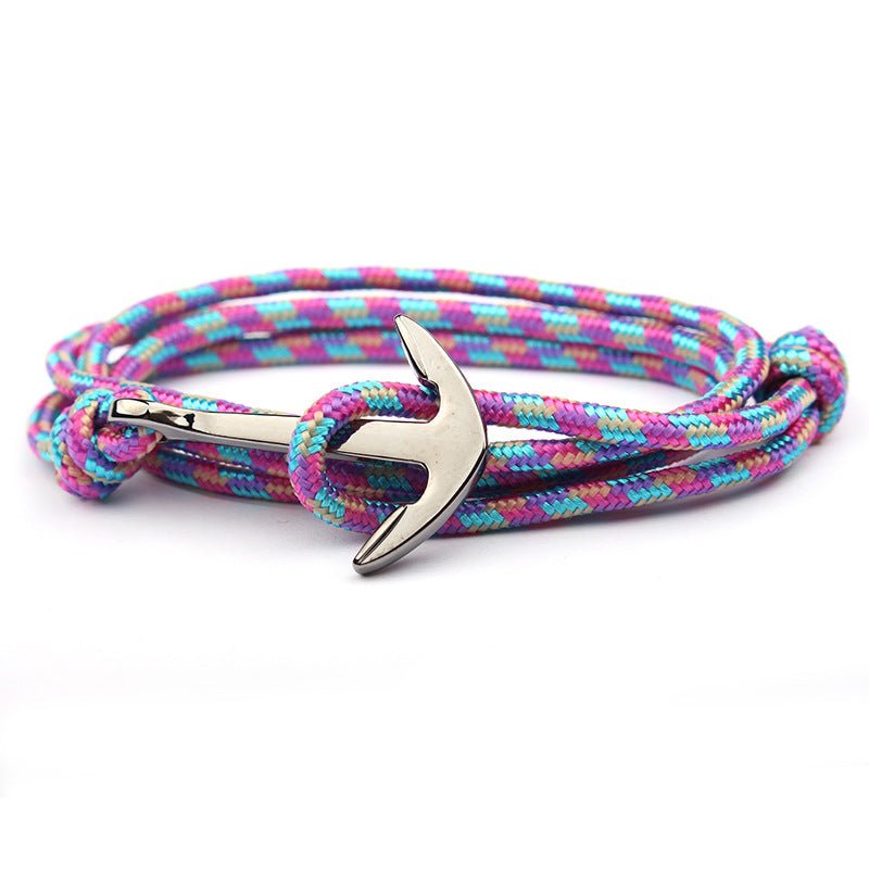 Navy Blue Color Nylon Rope Anchor Chain Couple Handmade Bracelet - QB-21 MegaBDM