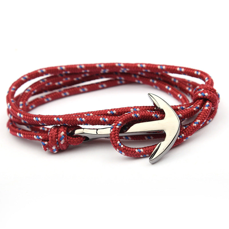 Navy Blue Color Nylon Rope Anchor Chain Couple Handmade Bracelet - QB-9 MegaBDM