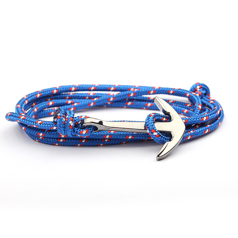 Navy Blue Color Nylon Rope Anchor Chain Couple Handmade Bracelet - QB-8 MegaBDM