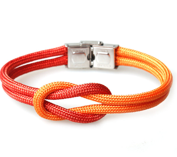 Women's & Men's Stainless Steel Snap Joint Fashion Navy Style Parachute Cord Truelove Bracelets - Red Orange MegaBDM
