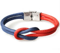 Women's & Men's Stainless Steel Snap Joint Fashion Navy Style Parachute Cord Truelove Bracelets - Navy Blue Blue Red MegaBDM