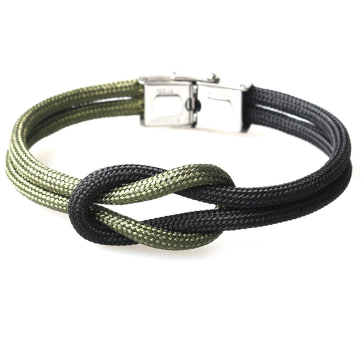 Women's & Men's Stainless Steel Snap Joint Fashion Navy Style Parachute Cord Truelove Bracelets - Army green black MegaBDM