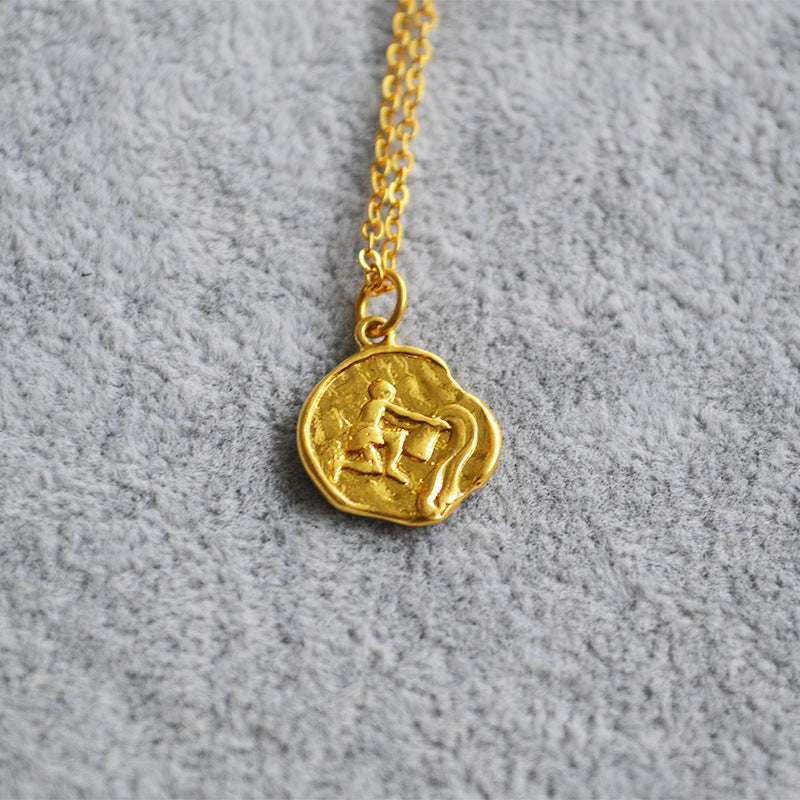 Niche Retro Golden Constellation Embossed Pattern Necklaces - Water Bottle MegaBDM