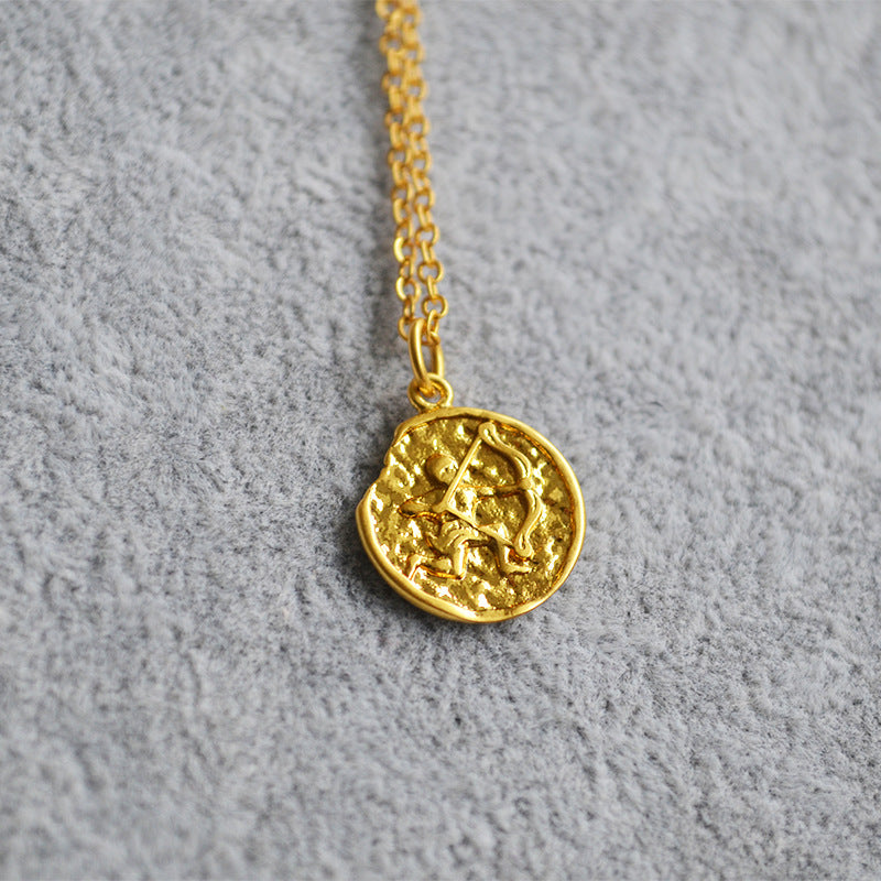 Niche Retro Golden Constellation Embossed Pattern Necklaces - Shooter MegaBDM