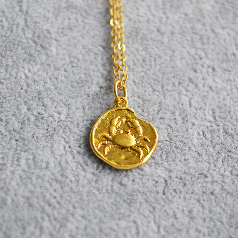 Niche Retro Golden Constellation Embossed Pattern Necklaces - Cancer MegaBDM