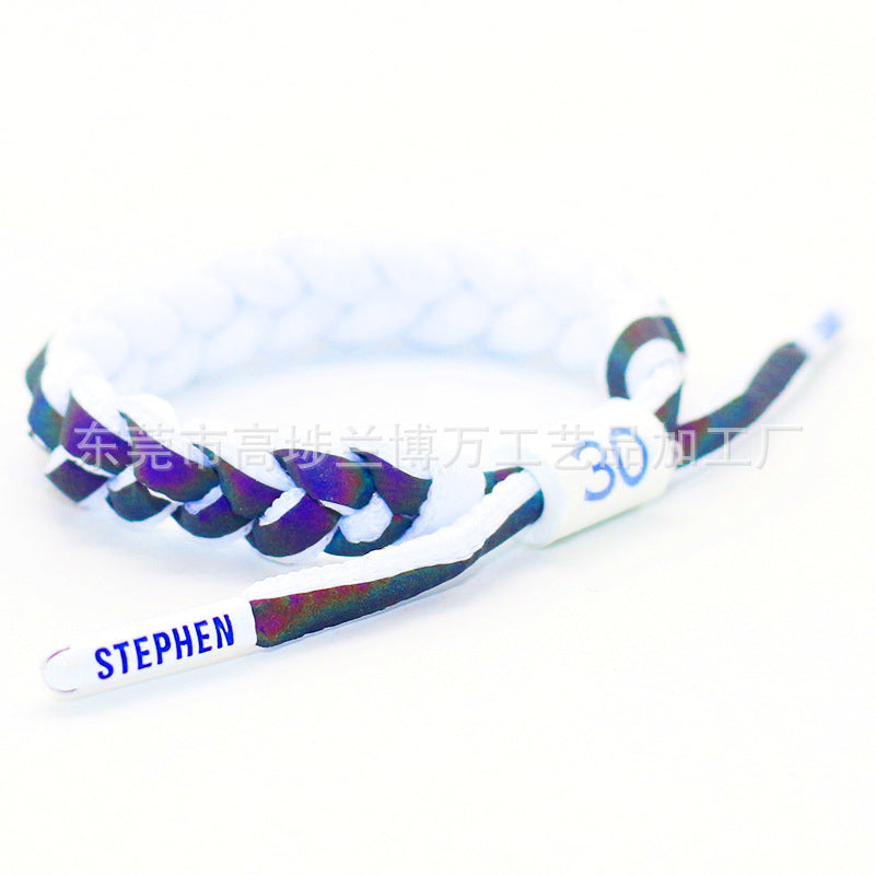 Braided Rope Holographic Reflective Kobe Curry James Owen Harden Bracelets - Curry Holographic White MegaBDM