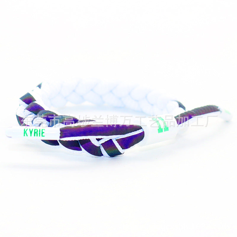 Braided Rope Holographic Reflective Kobe Curry James Owen Harden Bracelets - Owen Holographic White MegaBDM