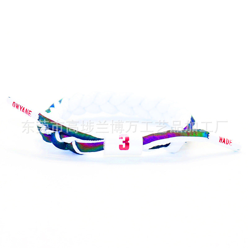 Braided Rope Holographic Reflective Kobe Curry James Owen Harden Bracelets - Wade Holographic White MegaBDM