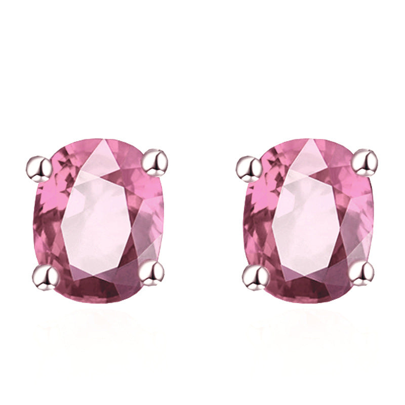 Version Stylish Simple Versatile Temperament Single Diamond Color Ear Line - Pink MegaBDM
