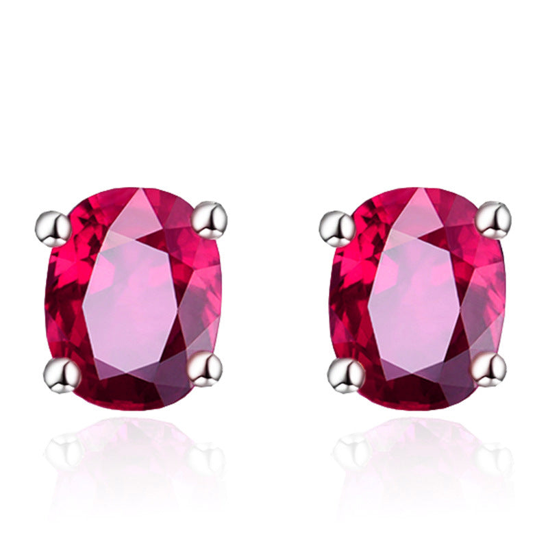 Version Stylish Simple Versatile Temperament Single Diamond Color Ear Line - Rose Red MegaBDM