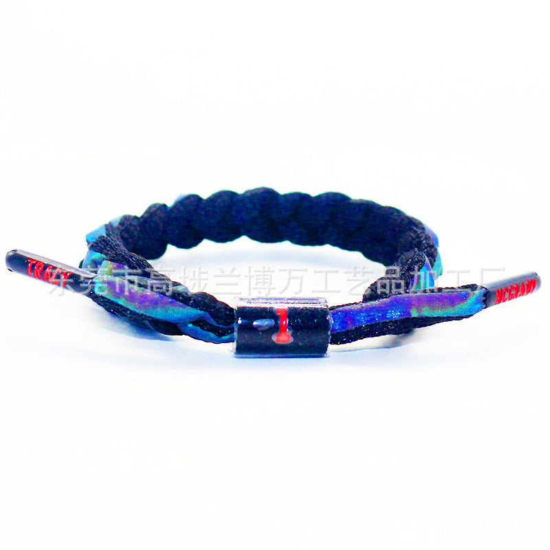 Braided Rope Holographic Reflective Kobe Curry James Owen Harden Bracelets - McGrady Holographic Black MegaBDM