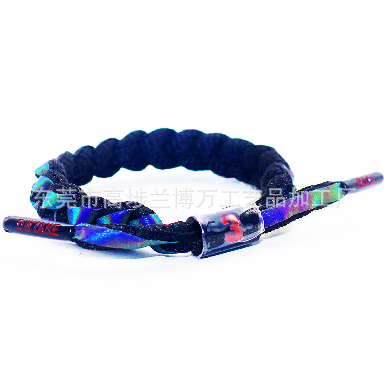Braided Rope Holographic Reflective Kobe Curry James Owen Harden Bracelets - Wade Holographic Black MegaBDM