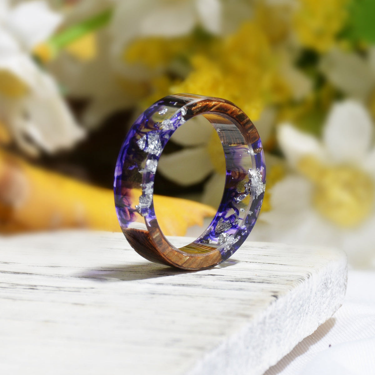 Wood Resin Mori Style Fresh Handmade Dried Flower Ring - NG0323 / 17MM MegaBDM