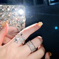 Bright Star Design White Gold Plated Zircon Starry Open Rings MegaBDM