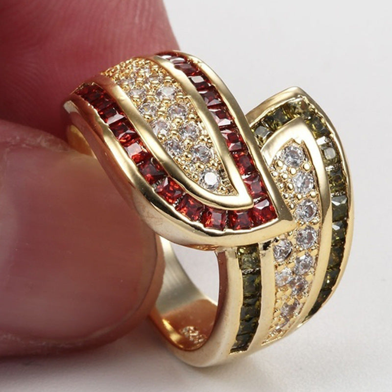 Olivine Garnet White Topaz Gemstone Popular Ring MegaBDM