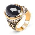 Men's Black Onyx Gold Plated Diamond Novel Rings - Ancient & gold / No. 7 MegaBDM