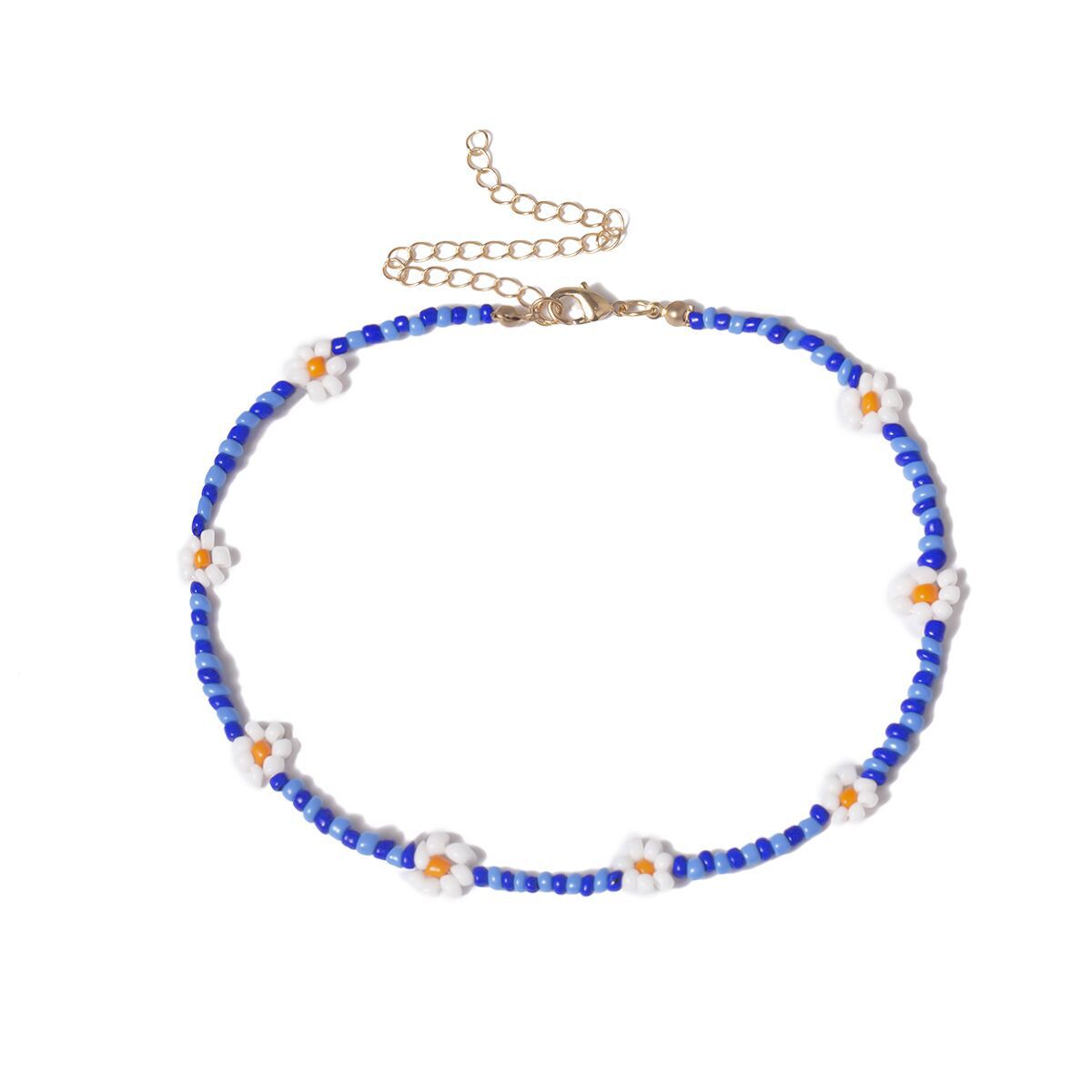 Women's Personalized Simple Contrast Color Creative Woven Necklace - 01 Blue Necklace 2501 MegaBDM