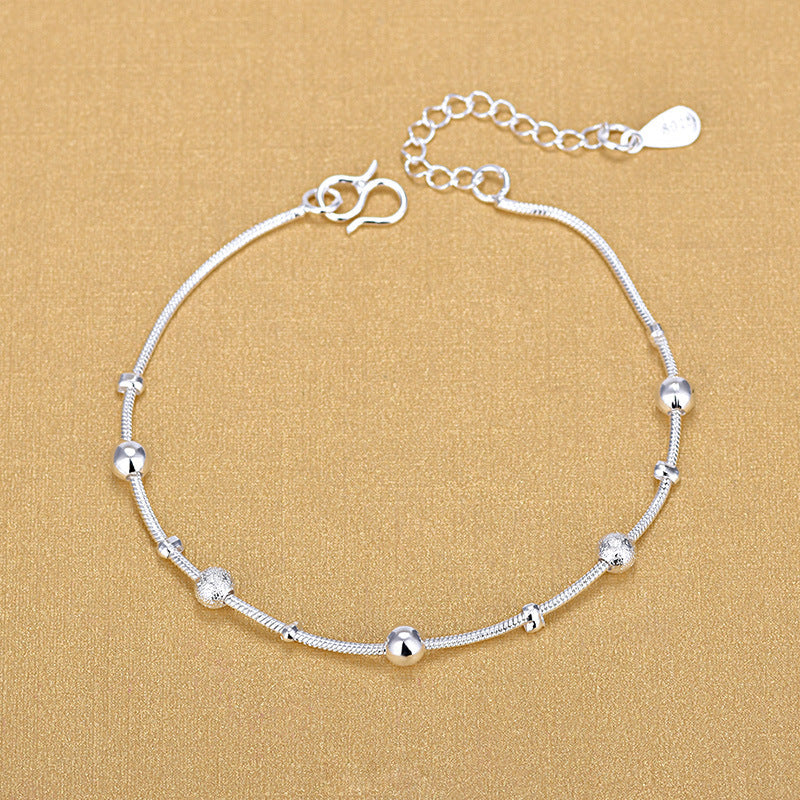 Korean Style Sier Polished Frosted Lucky Beads Bracelet - Original Bracelet Style / 30% Silver Plated MegaBDM