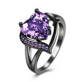 Black Gold Plated Fashion Colorful Big Rings - Purple Diamond Ring [Black Gold Plated]] / US Size 9 MegaBDM