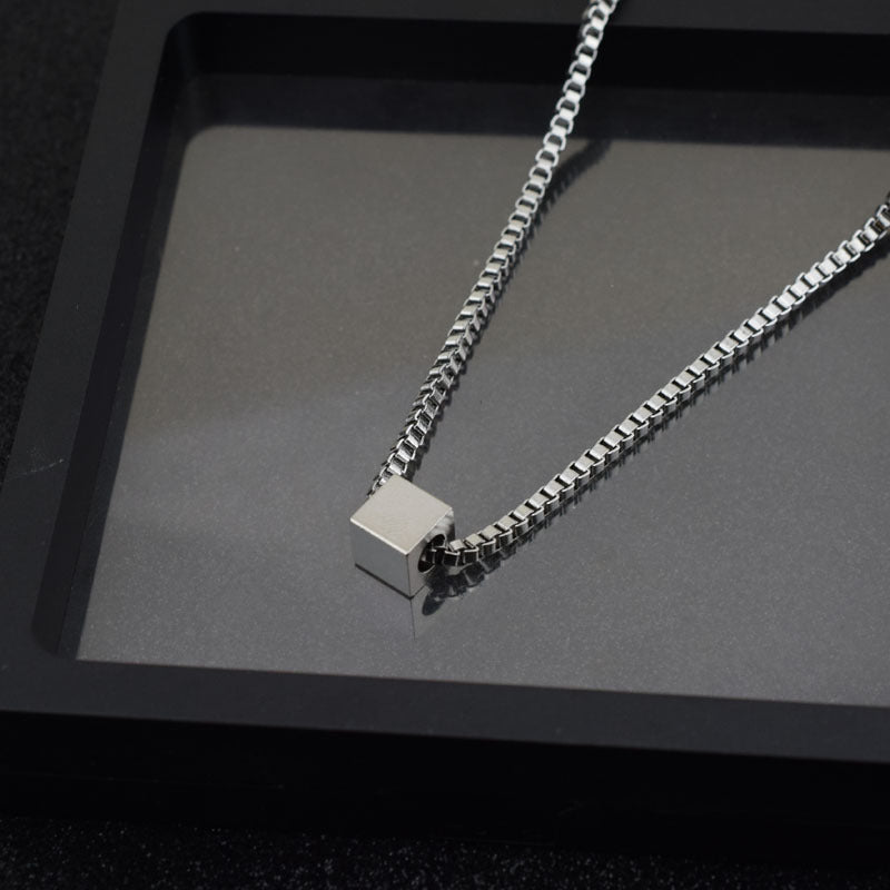 Women's & Men's Titanium Steel Square Personality Necklace - 607 Square Pieces 2.5mm Width Box Chain 50 5cm Each MegaBDM