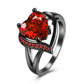 Black Gold Plated Fashion Colorful Big Rings - Red Diamond Ring [Black Gold Plated]] / US Size 6 MegaBDM